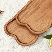 1 pieza Bandeja de madera de acacia, bandeja arcoíris, bandeja de té estilo europeo, bandeja de pan de cocina, bandeja de aperitivos de frutas para el té de la tarde, bandeja de servir y plato de madera maciza asimétrica, plato de cena de madera ligera, adecuada para desayuno, café, té, aperitivos, plantas, desayuno, decoración de habitaciones, accesorios de cocina, regalo ideal para Navidad, Halloween, Acción de Gracias