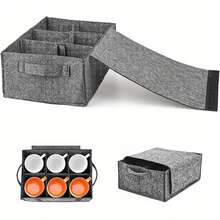 1pc Felt Car Cup Holder Organizer Bag With Compartment Basket - Portable Foldable, Suitable For Kitchen, Camping, Home Storage Rack, Space-Saving Design