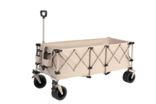 Foldable Extended Wagon With 220lbs Weight Capacity, Heavy Duty 300L Folding Utility Garden Cart With Big All-Terrain Beach Wheels & Drink Holders. Beige - Khaki - View 1