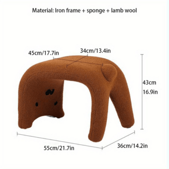 1pc Lamb Wool Shoe Changing Stool, Liquid Cat Shape, Creative Simple Style, Home Shoe Changing Stool, Living Room Room Decoration Stool