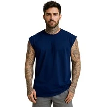 Kit 3 Men's Oversized Tank Tops Macho Workout Gym Streetwear Plain Premium - 黑色/海軍藍/白色 - 查看 2