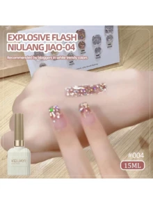 XEIJAYI 6瓶反光亮片指甲油凝胶，牛仔女郎和织布女郎系列指甲油凝胶，UV凝胶指甲油，美甲沙龙专用指甲油，女士DIY居家美甲礼品 - 彩色 - 查看 6