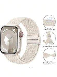 Braided Straps Compatible With Apple Watch Band 46mm 42mm 44mm 45mm 49mm 41 40 Mm Magnetic Bracelet Series 10 9 8 7 6 5 SE Ultra 2