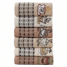 6条装华夫格刺绣咖啡系列毛巾，茶巾，家居厨房清洁布