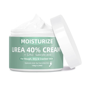 Crema de urea al 40% para pies talla grande 2% de ácido salicílico 150 ml || Crema para pies y manos de máxima fuerza con ácido hialurónico, árbol de té y aloe vera para una hidratación profunda, eliminador de callosidades