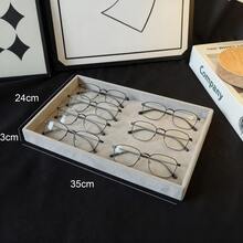1 pezzo Scatola espositiva per occhiali in velluto tinta unita, Supporto per occhiali, Scatola di stoccaggio e organizzazione domestica, Vassoio di stoccaggio multifunzionale per gioielli, Vassoio espositivo da scrivania, Scatola di stoccaggio in velluto grigio, Accessori per la presentazione di gioielli estivi, Scatola di stoccaggio alla moda
