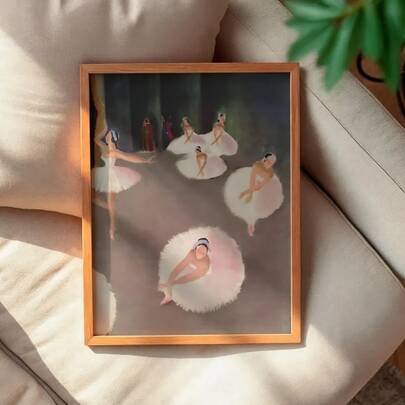 1pc Pink Ballet Poster, Vintage Ballerina Art, Retro Magazine Cover Print, Hand Drawn Wall Decor For Living Room, Bedroom, Office | Frameless