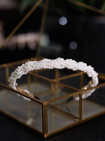 1 Piece Elegant Women Faux Pearl Decor Headband Hair Band Wedding Bridal Party Hair Accessories