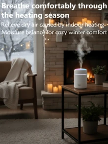 1 件简约便携式 USB 加湿器 300ml 带彩色 LED 灯两用柔光夜灯，卧室保湿装置，安静空气净化器，放松和助眠，适用于汽车、家庭、办公室，很棒的礼物 - 炫彩 - 查看 5