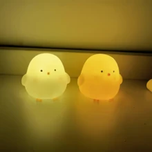 1pc Cute Little Chicken Night Light, Soft Light, Button Battery Powered (Without Plug), Suitable For Outdoor Bedroom, Bedside, Study, Office Lighting Decoration, Giving Friends, Classmates, Colleagues, Family, Holiday Birthday Gifts - Multicolor - View 2