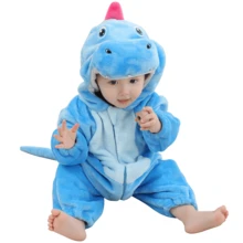 Mono unisex para gatear de bebés de 0 a 3 años, disponible en 6 colores y 6 diseños diferentes, con 6 diseños de animales cartoon: conejo blanco, cerdito, dinosaurio azul, serpentita verde, ternero marrón y ardilla marrón, pato. Es cómodo, suave y cálido, perfecto para usar en temporadas de otoño e invierno; funciona tanto como ropa para gatear como prenda versátil que se puede usar tanto en casa como fuera. - Azul - Ver 13