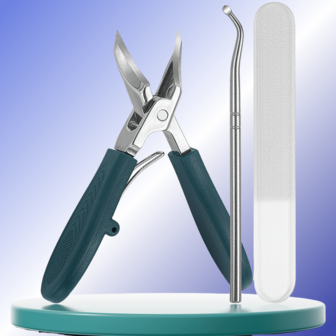 1 套锋利窄指甲钳、指甲锉、卸甲工具、高精度盒装指甲和脚趾修剪工具，方便携带的尺寸，适合旅行和家庭使用