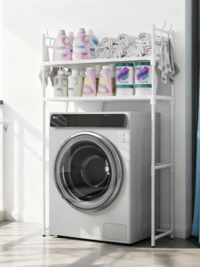 1pc Bathroom Washing Machine Storage Rack, Floor-Standing Multi-Layer Organizer Shelf, Large Capacity For Laundry Detergent & Cleaning Supplies, Household Laundry Room Overhead Storage Rack Bathroom Accessories - Multicolor - View 7
