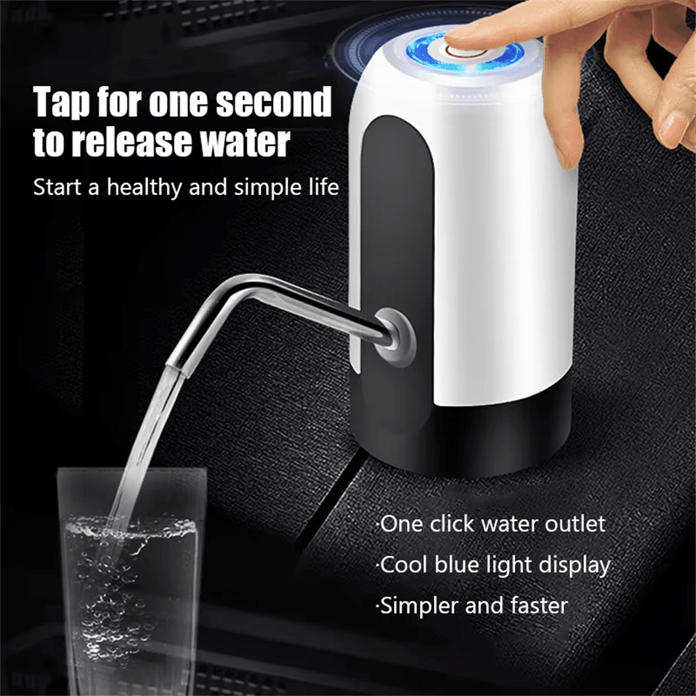 1 Pc Bottled Water Pump, Electric Water Absorber.USB Rechargeable (1200mAh Lithium Battery), With LED Light, One-Button Water Ougrade 304 Stainless Steel Material, Sterile Drinking Water.Suitable For A Variety Of Buckets, Very Suitable For Home And Office As Outdoor Use, Pumping Artifact.