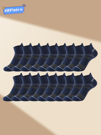 18 Pairs Men's Breathable, Moisture-Wicking, Odor-Resistant Short Socks, Suitable For All Seasons