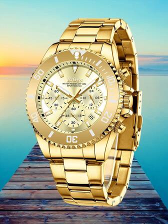 BIDEN Reloj de buceo clásico de cuarzo multifuncional para hombres, reloj casual de negocios con luminiscencia, resistente al agua, fecha, correa de acero inoxidable + cortador de correa gratis