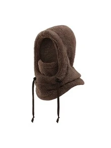 1 peça unissex de lã de cor sólida, aquecedor de orelhas, chapéu, grosso, quente, inverno, esqui, ciclismo, escalada, máscara facial, balaclava à prova de vento