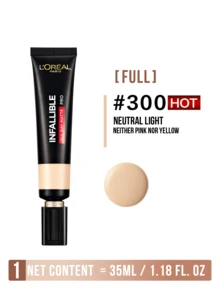 LOREAL Infallible All Day Matte Pro Liquid Foundation #300 10/35ml, Specially Designed Dual Sebum Control & 19% Mattifying Components, Oil-Free Full Coverage Foundation, Waterproof & Long Lasting, Lightweight Texture, 24-Hour Matte Effect For Oily Skin, Ideal For Daily Makeup & Various Events, Create Perfectly Flawless & Radiant Skin - Oil-absorbing Stick PRO Permanent Color Lasting Liquid Foundation #300 - View 14