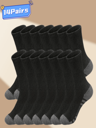 14 pares de calcetines medianos para hombres para deportes, versátiles, antibacterianos y desodorantes, calcetines deportivos para correr, calcetines de alto rendimiento con acolchado y transpirables para hombres y mujeres