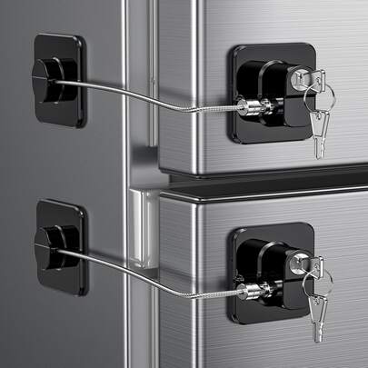 2 pezzi Serratura per porta del frigorifero, serratura di sicurezza per bambini per frigoriferi, pensili da cucina, cassetti, friggitrici ad aria, armadi, finestre - Senza bisogno di attrezzi o foratura (Serratura nera/Bianca)