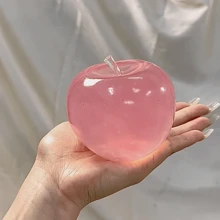 Soft, Pastel-Colored Crystal Big Apple With Ultra-Thin Skin, Moldable Cream Texture Squeeze Toy Ball, Suitable For Christmas Eve Desktop Decor, Office Stress Relief Ideal Gift - 彩色 - 查看 7