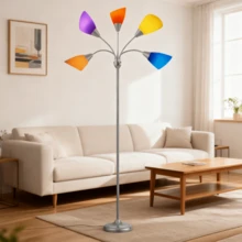 HonoDing Medusa Floor Lamp, Multi Head 5 Light Floor Lamps For Living Room With 10 Lampshade, Adjustable Gooseneck Reading Standing Lamp For Bedroom,Office,Kids,Classroom ,Christmas Decorative Lights(Sliver) - US A Type Plug(110-127V) - View 1