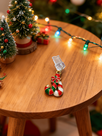 Christmas Cane-Shaped Mobile Phone Charging Port Dust Cover, Type C Dust Cover For The Plug, Plug Compatible With Apple-Lightning, Cute Waterproof Christmas Model