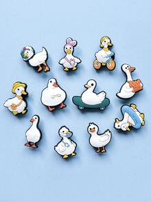 11 PCS Duck Series, DIY Charms For Shoe Key Chain Sandals Beach, PVC Shoe Charms For Clogs Premium Quality Popular Decorations Accessories Great Gifts, Birthday, Party
