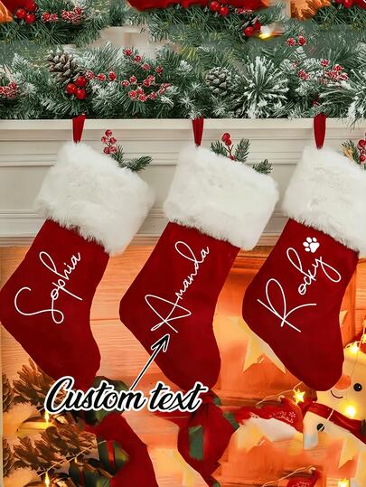 1pc Customized Christmas Stocking, Family Christmas Stocking, Christmas Decoration, Family Gift, Our First Christmas, Holiday Socks, Gift For Family, Christmas Gift, Perfect Christmas Gift