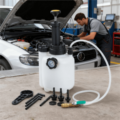 Professional 3L Manual Oil Filling System & Extractor - Complete Pump Kit with 8 Adapters for Transmission Fluid, Gear Oil & ATF Changes (white) 3L Manual Transmission Fluid Transfer Pump with 8 Aluminium Adapters - Gear Oil & ATF Filling Extractor System, Multi-Purpose Fluid Transfer Tool Kit (white)