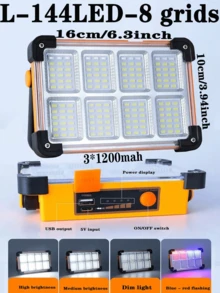 1PC Portable Outdoor Solar Light Camping Light 144/264 LED Safety Lighting Night Light, 1000LUM Outdoor Solar Courtyard Wall Light Outdoor Safety Lighting Work Light, Camping Fishing Spotlight Ground Light - Multicolor - View 12