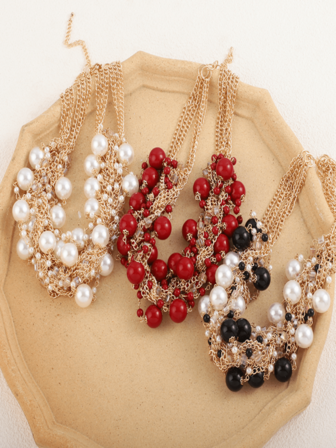 Nuevo collar de perlas de moda, collar tejido de perlas y cristal para mujeres