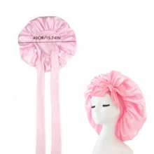 1pc Satin Sleep Cap, Soft Breathable Hair Care Cap, Adjustable Night Sleep Hat, Women No-Heat Styling Tool, Hair Care Cap - Multicolor - View 5