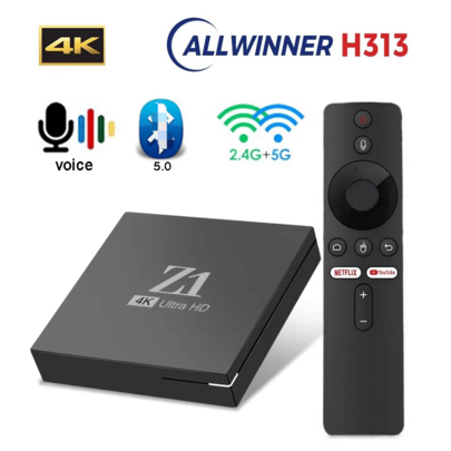 A Z1 TV Box Allwinner H313 Quad Core Support 4K HD 4G 5G Wifi Android 10 Voice Remote 64GB Smart Media Player Iptv