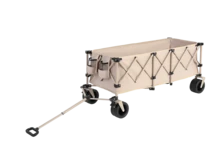 Foldable Extended Wagon With 220lbs Weight Capacity, Heavy Duty 300L Folding Utility Garden Cart With Big All-Terrain Beach Wheels & Drink Holders. Beige - Khaki - View 3