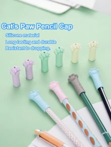猫爪卡通铅笔帽，带笔套的铅笔帽保护套，耐用舒适的顶部设计，多种铅笔帽款式，颜色随机