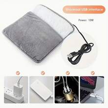 USB Heated Foot Pad Washable Flannelette Electric Foot Pad Household Warm Slippers - Light Grey - View 4