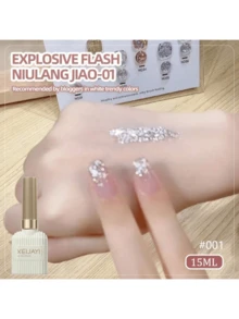 XEIJAYI 6瓶反光亮片指甲油凝胶，牛仔女郎和织布女郎系列指甲油凝胶，UV凝胶指甲油，美甲沙龙专用指甲油，女士DIY居家美甲礼品 - 彩色 - 查看 5