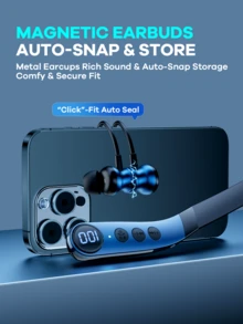 REMAX 最新款运动耳机无线触控，支持 TF 卡，颈带式耳机，免提音乐和通话蓝牙耳机，防水/小巧，适用于运动、跑步、锻炼、驾驶，60 小时播放时间，蓝色 - AZ-BN05 藍色 - 查看 7