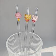 1 pièce Set de pailles réutilisables, tubes en verre décoratifs, faciles à nettoyer, tubes en verre incurvés, convenant aux jus, cocktails, milkshakes, limonades, cafés, smoothies. Comprend des capuchons de pailles, pailles, tasses - Multicolore - Voir 3