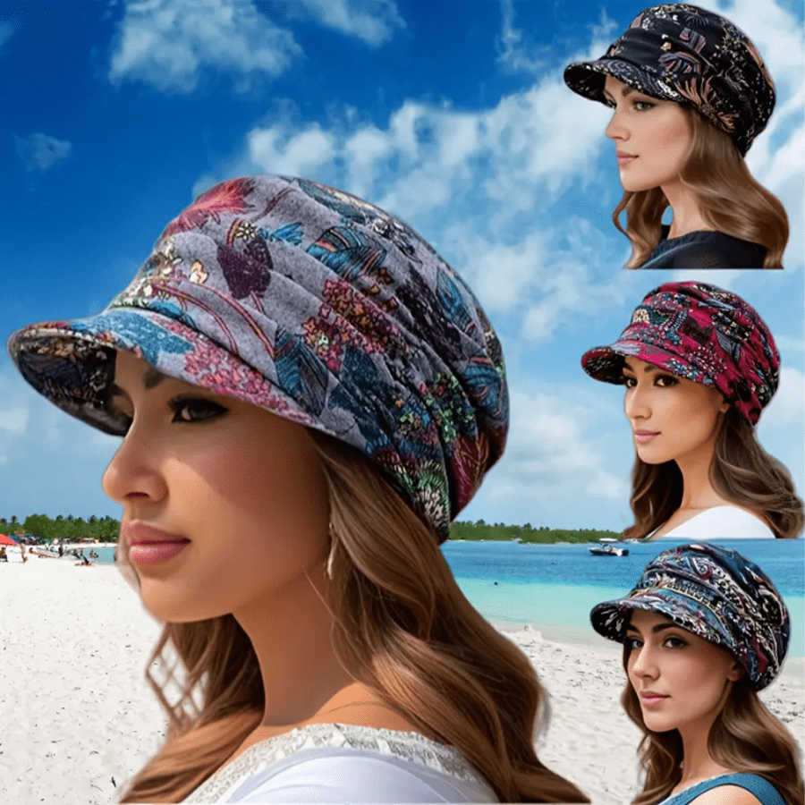 1 Pieza, Gorra de béisbol de bambú suave y minimalista de estilo retro clásico para mujeres en tratamiento de quimioterapia, cómoda, suave y amigable con la piel, plegable, a prueba de viento y frío, sombrero ligero para mujer, adecuado para la vida diaria, salir, vacaciones, Navidad y Año Nuevo, Serie de Oriente Medio