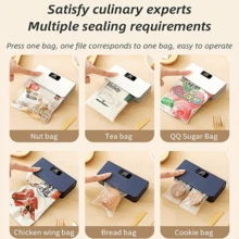 1PC Portable Multi-Function Mini Sealer, Snack Sealer, Food Preservation Sealer, Six-Speed ​​Adjustment Display, Suitable For Traveling, Home Moisture-Proof Food Sealing, Black, Blue, Snack Storage, Stylish Appliance, Compact Design, High-Efficiency Machine, Food Preservation, USB Sealer, USB Rechargeable - Suitable For Fruits, Vegetables, Snacks, And Potato Chips - Essential Tool For Outdoor Picnics, Compact Design, Sturdy Construction, Built-In Cutter, Perfect For Home Kitchen Use - Multicolor - View 3