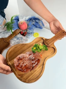 半件吉他形托盘，奶酪板，储物托盘，木制品，异形托盘，实木托盘，木制托盘，早餐托盘，托盘，食品派对装饰托盘，牛排托盘，水果托盘，糖果托盘，寿司托盘，零食托盘 - 棕色 - 查看 10