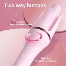 Rizador automático instantáneo de un toque, rizador automático, rizador automático de 28 mm con 3 configuraciones de calor, calentamiento rápido y rotación bidireccional, apagado automático, varilla rizadora giratoria anti-escaldaduras y antienredos, rizador instantáneo táctil para peinar el cabello, día de graduación, vacaciones, regalo de vacaciones para mujeres - Rosa - Ver 8