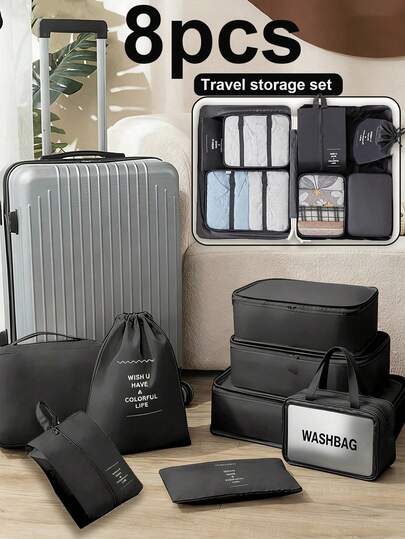 1/8 pezzi Borse da viaggio per l'organizzazione, Organizer pieghevoli per vestiti, Cubi per l'imballaggio dei bagagli, Borse per il trucco, Borse per lo stoccaggio in bagno, Porta pennelli, Borse per le scarpe, Borse a compressione, Ottimi regali per damigelle, mamme, compleanni, amici, insegnanti, Decorazione per casa, bagno, camera da letto, soggiorno, Conservazione di gioielli e smalti