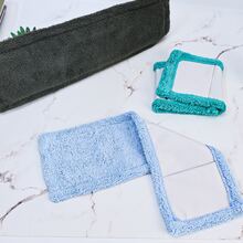 Fregona doméstica de felpa coral con mango telescópico, limpia sin esfuerzo los suelos domésticos y es apta para todo tipo de suelos. - Azul claro - Ver 2