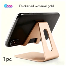 2/1 pieza Soporte universal de metal para teléfono/tableta, antideslizante y a prueba de golpes, adecuado para transmisión en vivo, ángulo ajustable, para ver películas y cargar, accesorio de escritorio creativo - Oro rosa - Ver 16