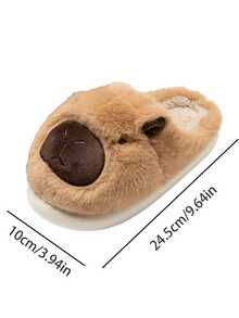 Capybara Slippers, Cartoon Capybara Slippers For Winter, Casual Style For Women, Fabric Upper, Rubber Sole, Washable Indoor House Slippers, Comfortable Fabric Lining And Cushioned Insole, Soft And Warm, Suitable For Indoor/Outdoor Wear, Plush Lining, Lightweight Rubber Sole, Fashionable INS Style, Cute Unisex Couples Autumn/Winter House Slippers Insulation,Galentines,Puppy,Carnival,Party Decorations,Shoe,Spring Summer Picks,Brides Maid Gifts,Room,Bedroom Decor,Beach,Travel,For Men,For Women,Vacation,Cute Stuff - Multicolor - View 11