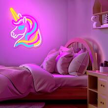 USB-Powered Unicorn Neon Sign - Colorful LED Wall Decor For Girls' Bedroom, Perfect Birthday Or Christmas Gift