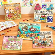 1 Stück (21cm*21cm) Malbuch für Erwachsene, dickes Papier, deckend, klare Linien, leicht zum Ausmalen, geeignet für Freundinnen-Treffen, eine Reihe von niedlichen Themen von gemütlichen Herbstpartys bis hin zu Strandabenteuern, Wohlfühl-Stil, Flauschige Freunde Shop und wissenschaftlich thematisiertes Malbuch zum Entwickeln der Denkfähigkeit, Herbst. Schreibwaren, Schulmaterial, Mal- und Zeichenbedarf, Weihnachten